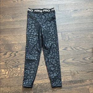 Nike Pro Black and Gray Leopard Leggings